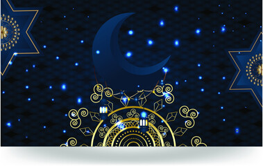luxury Islamic background with decorative ornament golden lantern and star
Eid and Ramadan Background With Golden Lantern