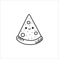 Cute pizza slice doodle vector illustration