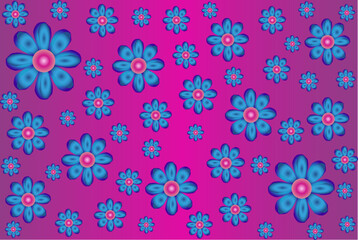 Vector background with beautiful blooming blue flowers, color gradient