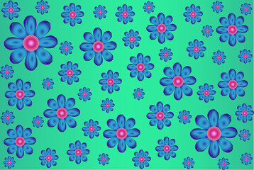Vector background with beautiful blooming blue flowers, color gradient