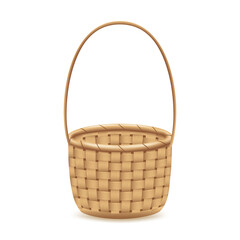 Wicker basket on white background.