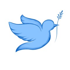 Bird peace blue hand drawn 