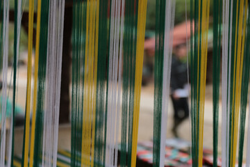 Closeup of a traditional loom in a village