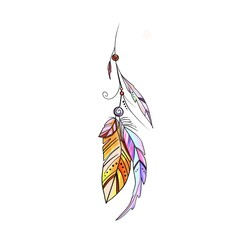 Obraz na płótnie Canvas dreamcatcher feathers drawing colored