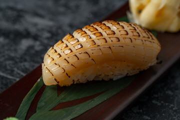 Grilled Squid nigiri Japanese sughi