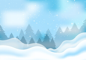 Winter wonderland backgrounds vector. Amazing winter background of snowfall.