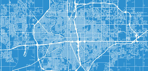 Urban vector city map of Wichita, Kansas , United States of America