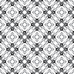 Geometric seamless pattern, abstract black and white background, fashion print, vector decorative texture.