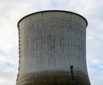 Landscape with cooling tower of a nuclear power plant
