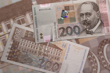 Closeup of croatian kuna banknotes