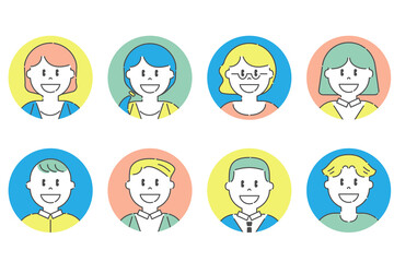 いろいろな顔のアイコン2　カラフル