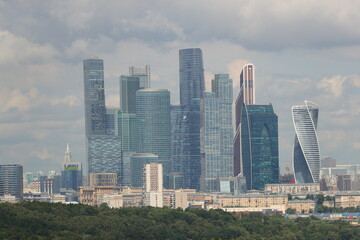 Fototapeta na wymiar View of the business center of Moscow on a bright summer day.