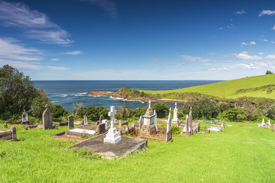 Gerringong Cemetery by the sea in New South Wales, Australia