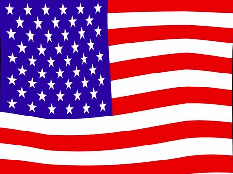 United States of America (USA). Waving flag of the United States of America. Illustration of the flag of the United States of America. Horizontal design. Abstract design. Video. Map.