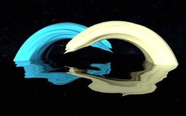 abstraction 3d illustration ice mountains with reflection