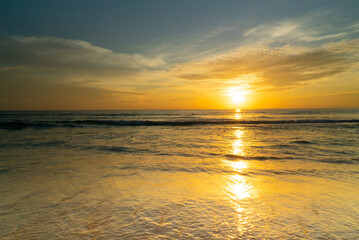 Beautiful Sunset tropical beach sea in Phuket Thailand.