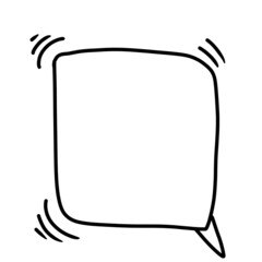 Bubble doodle set. Frame for your text in chat or comics. Black icon on White background. 