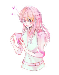 楽しくスマホを使う女性