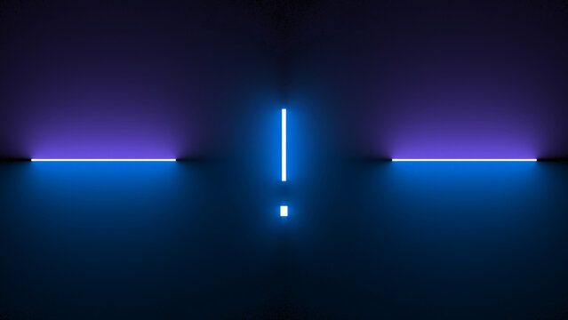 Illustration of a neon punctuation mark isolated on a black background