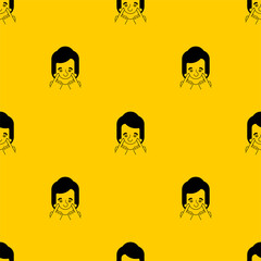 Fake smile pattern seamless. counterfeit joy background. Stretch smile with your fingers. Pretense texture