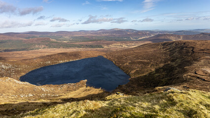 View of Lough Ouler, shaped like a heart. Wicklow Mountains National Park, Ireland.