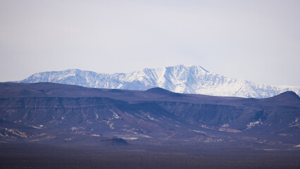 Mountain with winter snow on top
