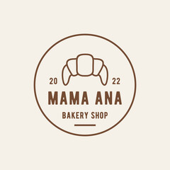 Retro Line art Bakery Bake Shop Label Sticker Logo design vector