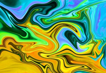 Ink color mix paint falling on water Colorful ink in water, 3D Rendering.