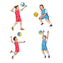 vector of various volleyball movements