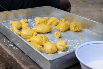 Traditional local delicacy of tama tama being prepared in Bougainville, Papua New Guinea