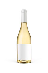 A bottle of white wine isolated on a neutral background for mockup presentation projects.
