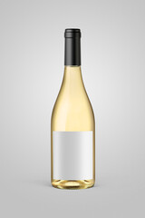 A bottle of white wine isolated on a neutral background for mockup presentation projects.