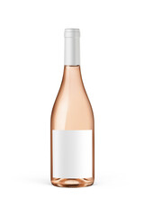A bottle of rosé wine isolated on a neutral background for mockup presentation projects. - 494935104