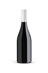 A bottle of red wine isolated on a neutral background for mockup presentation projects.