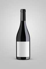 A bottle of red wine isolated on a neutral background for mockup presentation projects. - 494935106