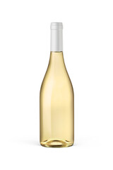 A bottle of white wine isolated on a neutral background for mockup presentation projects. - 494935108