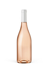 A bottle of rosé wine isolated on a neutral background for mockup presentation projects.