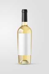 A bottle of white wine isolated on a neutral background for mockup presentation projects.