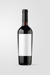 A bottle of red wine isolated on a neutral background for mockup presentation projects.