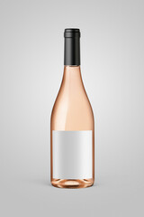A bottle of rosé wine isolated on a neutral background for mockup presentation projects. - 494935118