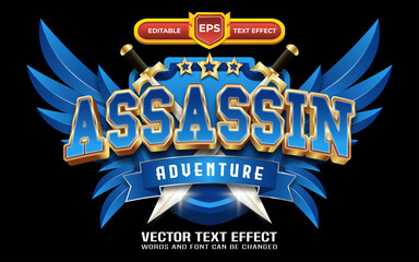 Assassin adventure 3d logo editable text effect