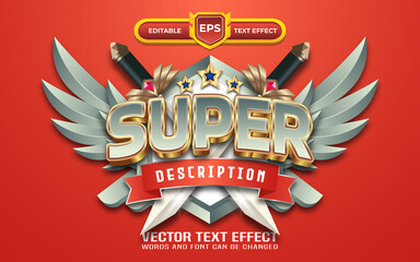Super 3d game logo editable text effect with silver theme