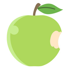 食べかけの青りんごのイラスト