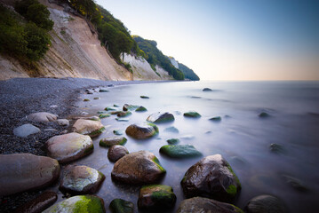 Beach and chalk cliffs on the Rugen Island, Jasmund National Park, Germany