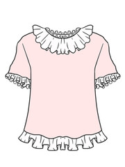 フリルTシャツ　服　かわいい　イラスト　ファッション