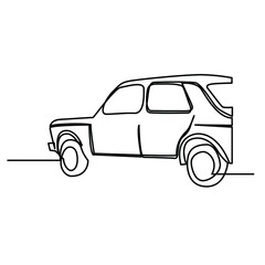 one line continuous drawing of rear view car in half