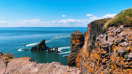 Beautiful view of the cliffs and the sea. Cape Split, Nova Scotia, Canada.
