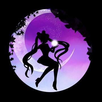 Sailor Moon. Fantasy silhouette art