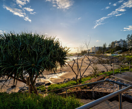 Dawn And Sunrise View At Alexandra Headland Beach On The Coast Of Queensland, Australia