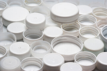 White plastic caps for recycling